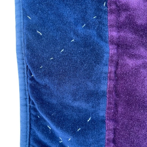 Boho Velvet Patchwork Embroidered Throw Blanket Colorblock Floral 49x60 FLAWS - Picture 5 of 16